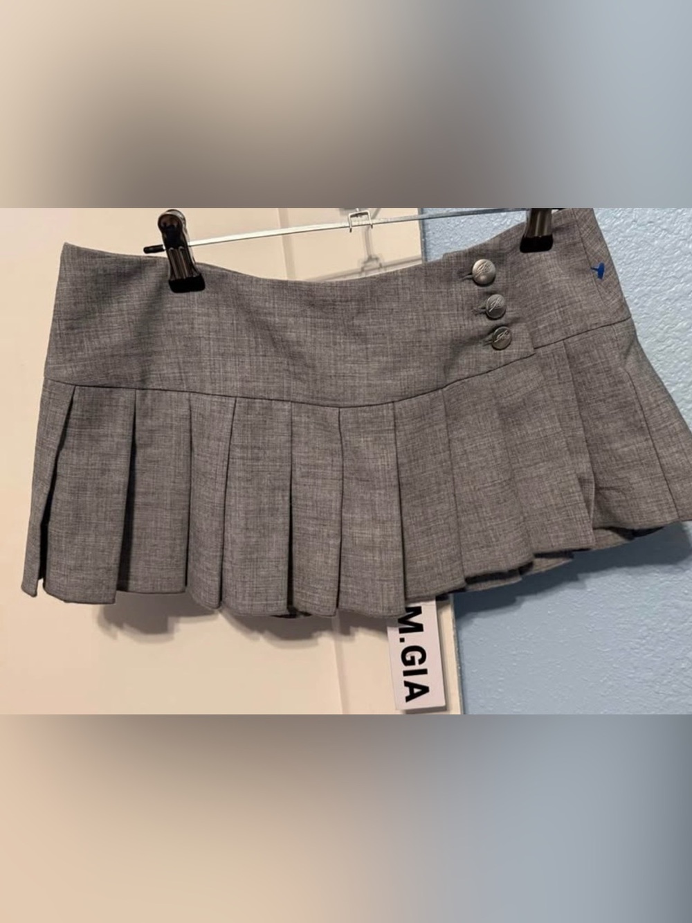 I.AM.GIA Gray Pleated Mini Skort with Side Buttons